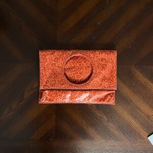 Super Cute orange cheetah print foldable clutch/handbag!